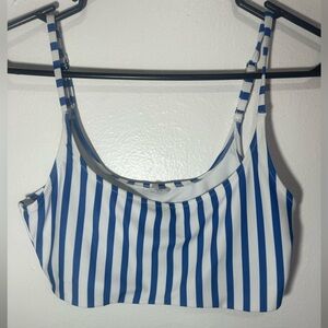Old Navy - White and Blue Striped Swim Top - Size L